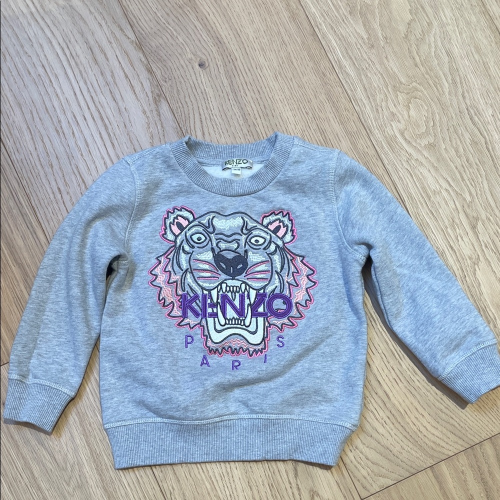 Kenzo Kids Gray Sweatshirt with Tiger Design 3T